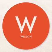 Persönliches Party des Roten Monogramms Runder Pappuntersetzer (Vorderseite)