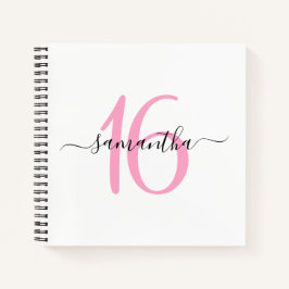 Persönliches Pink 16. Geburtstag Gästebuch Notizblock
