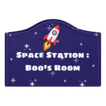 Persönliches Raumstations-Raketen-Kinder-Türschild