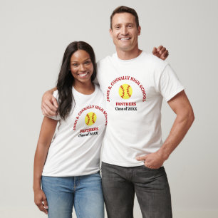 Persönliches rotes T-Shirt für Softball-Spielerinn