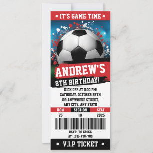 Persönliches Rotes Thema Fußball Ticket Geburtstag Einladung