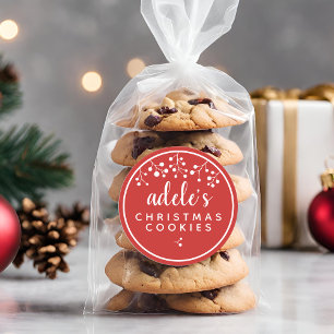 Persönliches rotes Weihnachten Runder Aufkleber