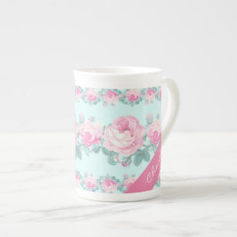 Persönliches Shabby Chic-Blumengeschenk für sie Porzellantasse