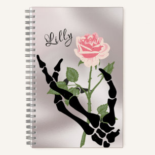 Persönliches Skull-Hand-Floral-Notebook Notizblock