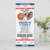 Persönliches Sportticket Alles Star-Party Einladung (Stehend Vorderseite)