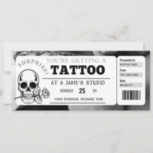Persönliches Tattoo-Ticket-Geschenkgutschein-Vorla Einladung