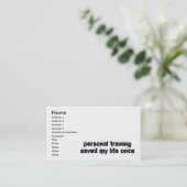 Persönliches Training rettete mein Leben einmal Visitenkarte (Stehend Vorderseite)