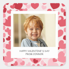 Persönliches Valentinsfoto für das Klassenzimmer Quadratischer Aufkleber