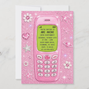 Persönliches Vintage-Y2K-Handy-Geburtstags Einladung