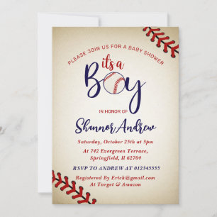 Persönliches Vintages Baseball Baby Duschbundle Einladung