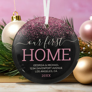 Persönliches Weihnachten im ersten Zuhause mit ros Ornament Aus Glas
