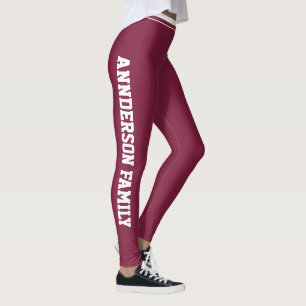 Persönliches Weihnachts-Cabernet-Rot-Familientreff Leggings