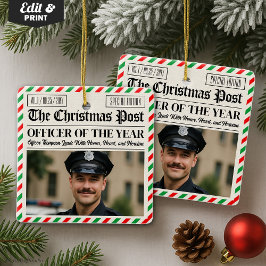 Persönliches Weihnachtsgeschenk für Polizeibeamte  Keramikornament