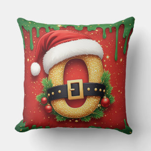 Persönliches Weihnachtsmonogramm O mit Santa-Mütze Kissen