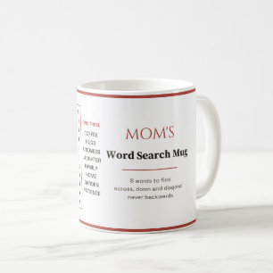 Persönliches Wortsuchrätsel für Mama auf einer Kaf Kaffeetasse