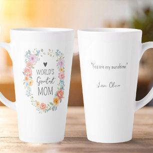 Persönliches Zitat Floral 'Weltbeste Mama' Milchtasse