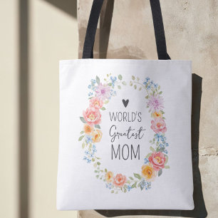 Persönliches Zitat Florales 'Weltbeste Mama' Tasche