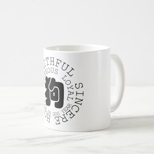 Persönlichkeit Dog Zodiac-Zeichen-Tasse Geboren im Kaffeetasse (VorderseiteRechts)