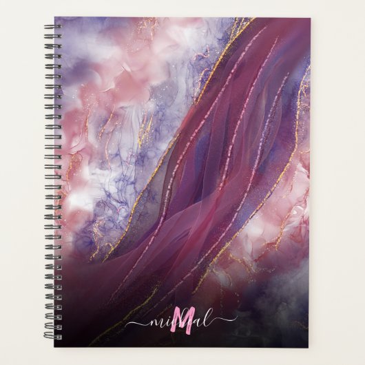 personlisiert Fügen Sie Ihren Namen Lila Rose Gold Planer (Vorderseite)