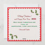 Personlized Merry Christmas Photo Card Feiertagskarte (Rückseite)