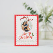 Personlized Merry Christmas Photo Card Feiertagspostkarte (Stehend Vorderseite)
