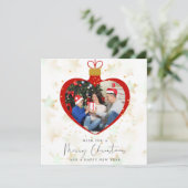 Personlized Photo and text Merry christmas & Happy Karte (Stehend Vorderseite)