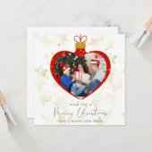 Personlized Photo and text Merry christmas & Happy Karte (Vorderseite/Rückseite Beispiel)