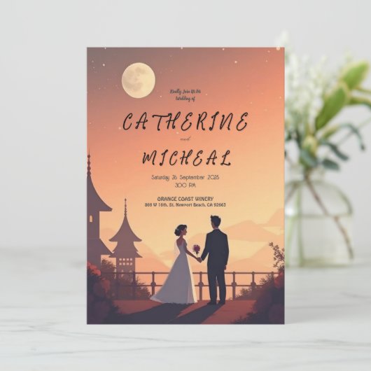 Personlized Studio Ghibli Wedding Einladung (Stehend Vorderseite)
