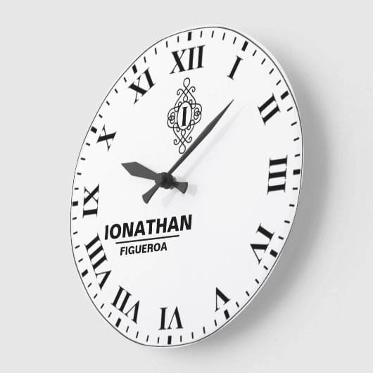 Person's black and white  Monogrammed Initial  Große Wanduhr (Winkel)