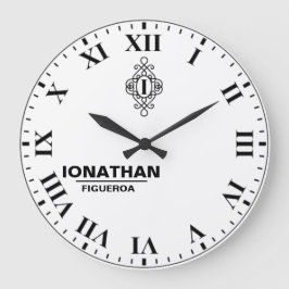 Person's black and white  Monogrammed Initial  Große Wanduhr