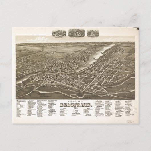 Perspektive Karte von Beloit, Wisconsin (1890) (Vorderseite)