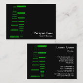 Perspektiven - Grün und Weiß auf Schwarz Visitenkarte (Vorne/Hinten)