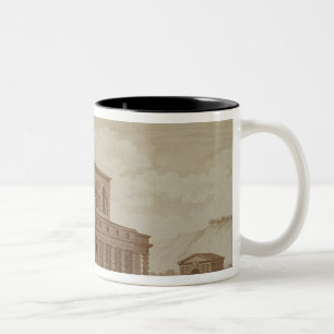 Perspektivenansicht des Hauses des Direktors Zweifarbige Tasse