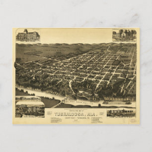 Perspektivkarte von Tuskaloosa Alabama (1887) Postkarte