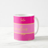 Perssonalisierter XOXO Rosa Streifen Kaffeetasse (VorderseiteRechts)