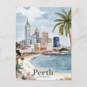 Perth Australia Aquarellmalerei Postkarte (Vorderseite)
