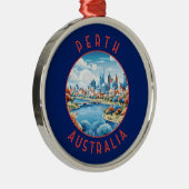 Perth Australia Retro Distressed Circle Ornament Aus Metall (Rechts)