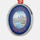 Perth Australia Retro Distressed Circle Ornament Aus Metall (Links)