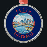 Perth Australia Retro Distressed Circle Ornament Aus Metall<br><div class="desc">Perth Retro Vektor Reise Design. Perth,  die Hauptstadt des Westerns Australien,  liegt dort,  wo der Swan River die Südwestküste trifft.</div>
