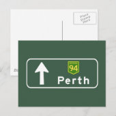 Perth, Australia Road Sign Postkarte (Vorne/Hinten)