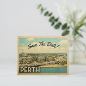 Perth Australia Save the Date Vintage Postkarten (Stehend Vorderseite)