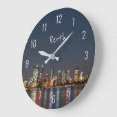 Perth Australia Skyline Night Reflections River Große Wanduhr (Winkel)