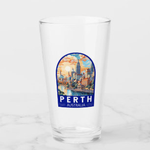 Perth Australia Travel Art Vintag Glas