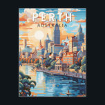 Perth Australia Travel Art Vintag Postkarte<br><div class="desc">Perth Retro Vektor Reise Design. Perth,  die Hauptstadt des Westerns Australien,  liegt dort,  wo der Swan River die Südwestküste trifft.</div>