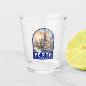 Perth Australia Travel Art Vintag Schnapsglas (Vorderseite)