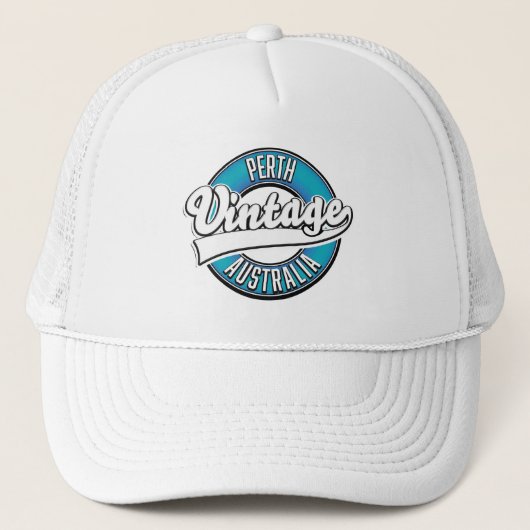 Perth Australia Vintages Logo Truckerkappe (Vorderseite)