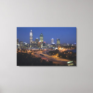 Perth, Australien. Aussicht auf die Innenstadt von Leinwanddruck