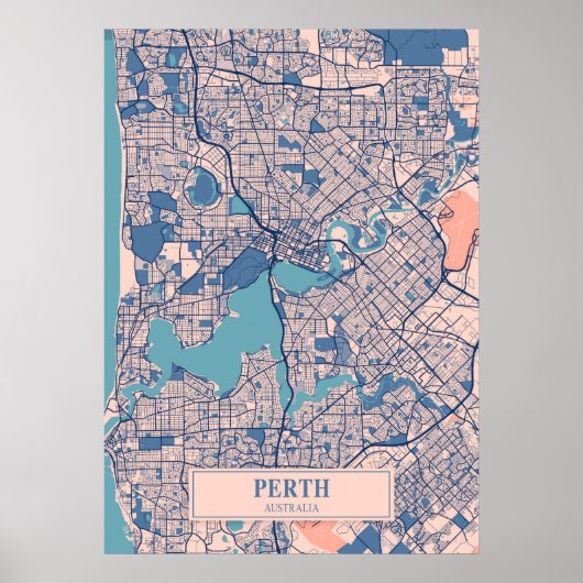 Perth - Australien Breezy City Map Poster (Vorne)