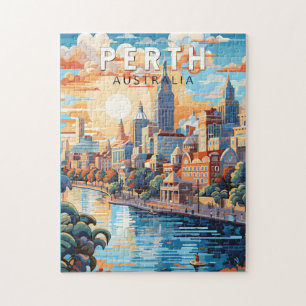 Perth Australien Reise Kunst Vintage Puzzle