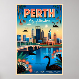 Perth Australien Retro-Reiseposter-Kunst Poster